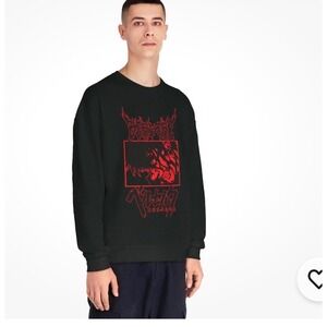 Black Berserk Anime Graphic Sweatshirt Mens Long Sleeve Crewneck Top M